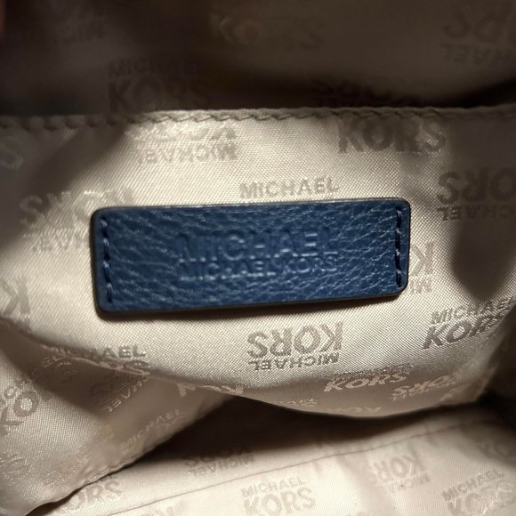 Michael Kors Hudson | Large Leather Satchel Shoulder Bag | Navy Blue - Picture 9 of 13